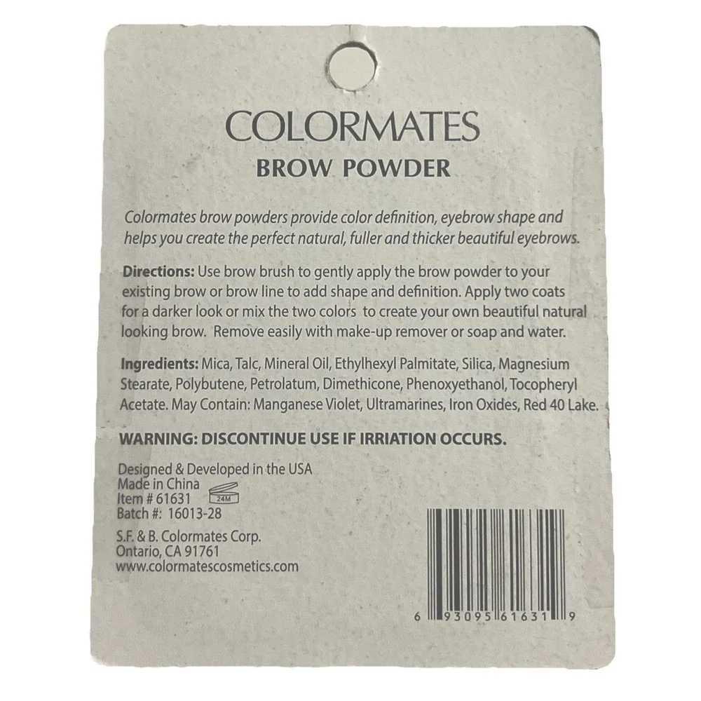 Colormates Brow Powder Grey/Soft Black #61631 Eyebrow Makeup 0.06 oz‎ New Sealed